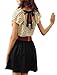 Allegra K Women Dots Print Flouncing Patchwork Dress W Waist Belt