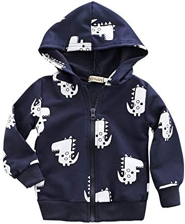 Baby Boys' Girls Cartoon Dinosaur Zip Front Jacket Hoodie Sweatshirt Tops Clothes Coat