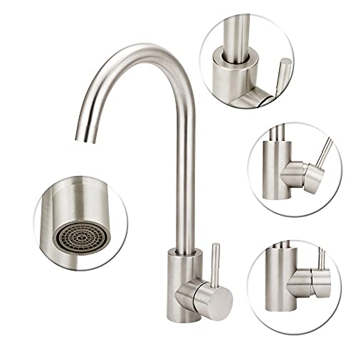 Torneira Cozinha Monocomando Inox Escovado Bica Movel