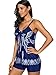 Zando Women Printed Swimwear Halter Strap Plus Size Sporty, Blue, Size 2.0