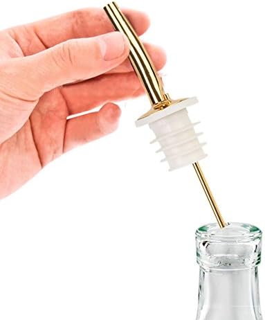 Honeyall Noble Golden Stainless Steel Liquor Bottle Speed Pourers Dispenser with Tapered Spout for Wine Oil Milk Juice,etc.- Pack of 12