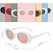 SOJOS Clout Goggles Oval Mod Retro Vintage Kurt Cobain Inspired Sunglasses Round Lens SJ2039 with White Frame/Pink Mirrored Lens