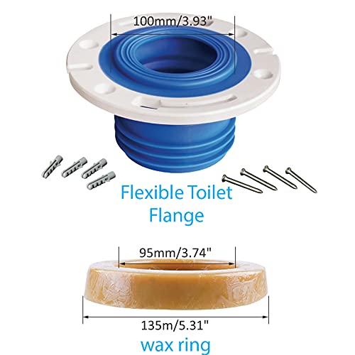 Toilet Wax Ring Kit with Flexible Flange and Bolts for Toilet Bowl Gas