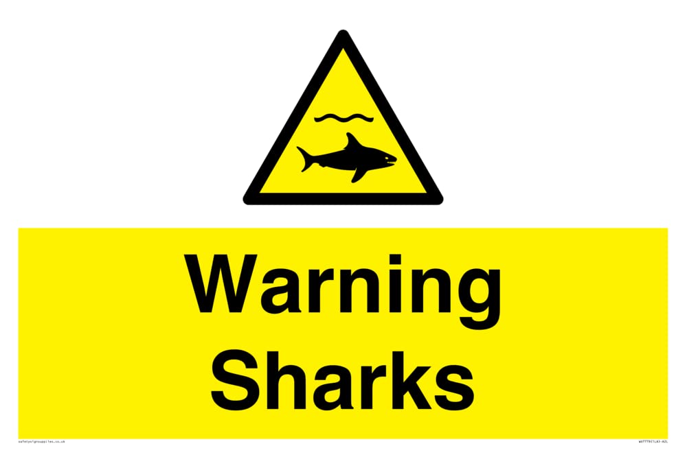 Warning sharks Sign - 600x400mm - A2L