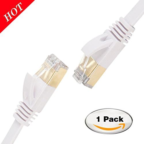 Cat 7 Ethernet Cable – Shielded (STP) Slim Long Lan Network Cable – 10GB Fastest Internet computer Patch Cable – With Snagless Rj45 Connectors (2m/6ft,White-1 pack)