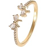 Kokoma Dainty Bow Knot Sterling Silver Ring for Women Cubic Zirconia Crystal Double Bows Wrap Finger Band Engagement Anniversary Wedding Rings Fashion Jewelry