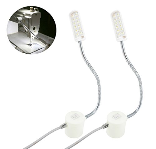 Bonlux LED Sewing Machine Light Working Gooseneck Lamp 12 Leds, with Magnetic Mounting Base for Home or Sewing Machine (2-pack 12LEDs)