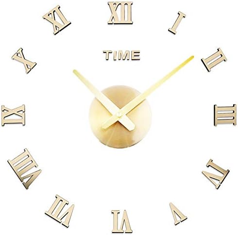 XIAMUXI Modern Mute DIY Frameless Large Wall Clock 3D Mirror Sticker Metal Big Watches (Color : 50-70cm Gold)