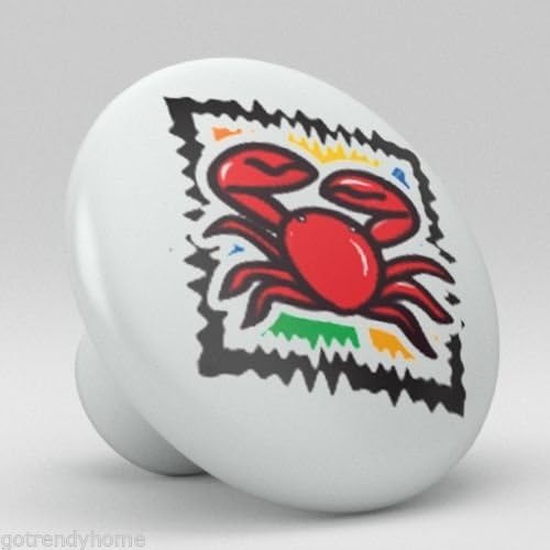 Tasty Red Crab Ceramic Knobs Pulls Kitchen Drawer Cabinet Vanity Closet 448