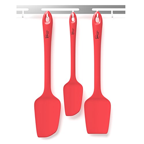 Pro Silicone Spatula Set - High Heat Resistant, Commercial Quality, Ergonomic 1 Piece Design, Easy Clean