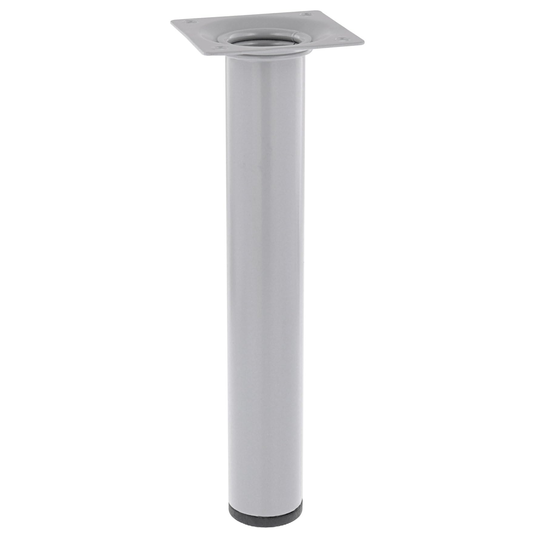 WAGNER Classic Retro 12122001 Furniture Leg/Table Leg/Furniture Foot Diameter 30 x 200 mm Integrated Mounting Plate 60 x 60 mm Internal Thread Diameter 10 mm Steel Powder-Coated Aluminium Silver