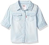 Levi's Baby Girls' 3/4 Sleeve Denim Western Shirt, Bleach Out, 24M
