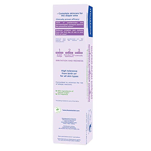 MUSTELA-BABY DIAPER RASH CREAM 123 – SKIN PROTECTANT WITH ZINC OXIDE – FRAGRANCE FREE & PARABEN FREE – WITH 98% NATURAL INGREDIENTS – 3.8 OZ, WHITE