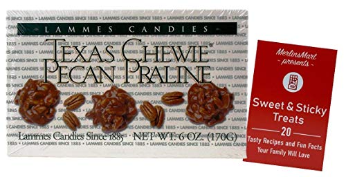 Lammes Candies Gourmet Caramel Pecan Pralines Gift Box | Individually Wrapped Buttery Texas Pralines Caramel Candy Clusters (1 box – 6 ounces) Plus Recipe Booklet Bundle