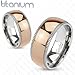 TIR-0006 Grooved Solid Titanium Edges with Rose Gold IP Dome Center Band Ring (13)