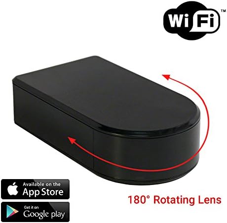 SpygearGadgets 1080P HD WiFi Streaming Black Box Hidden Nanny Camera with Rotating Lens - Stream Live HD Video to iPhone or Android