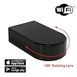 SpygearGadgets 1080P HD WiFi Streaming Black Box Hidden Nanny Camera with Rotating Lens - Stream Live HD Video to iPhone or Android