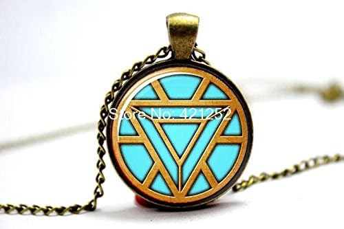 Pretty Lee 2015 Fashion Iron Man Arc Reactor Necklace Iron Man Arc Reactor Pendant Glass Photo Cabochon Necklace Christmas gift