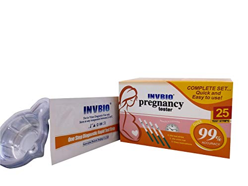 HCG Pregnancy Strips, Early Home Detection Pregnancy Test Strips, 25 Test+25 Free Urine Cups, Clear and Accurate 99%