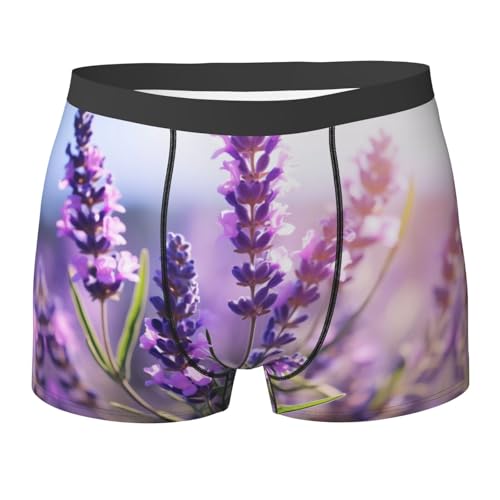 SYHEART Lavender Flower Printed Print Men'S Boxer Briefs With Elastic Comfort Fit Design For All-Day Wear
