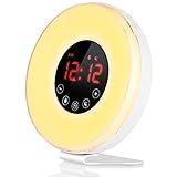 Wake Up Light Alarm Clock, [2018 UPGRADED] Digital Alarm Clock with Sunrise Simulation, 7 Colors Night Light, 6 Nature Sounds, FM Radio for Bedrooms and Heavy Sleepers by LBell