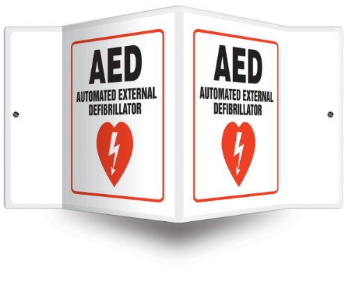 Accuform Signs PSP610 Projection Sign 3D, Legend"AED AUTOMATED External DEFIBRILLATOR", 6" x 5" Panel, 0.10" Thick High-Impact Plastic, Red/Black on White - Thumbnail 2
