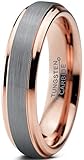Charming Jewelers Tungsten Wedding Band Ring 4mm Men Women Comfort Fit 18k Yellow Rose Gold Black Grey Step Bevel Edge Brushed Polished