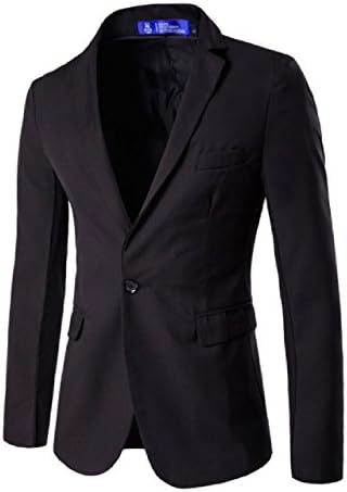 Herina, Mens Slim Fit Casual One Button Blazer Jacket, Groomsmen Wedding Suit Blazer Masculino Solid. (XL, Black)