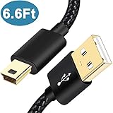 SCOVEE Mini USB Charging Cable 6.6ft for Sony PS3 Controller,GoPro HERO4 Hero 3+,HD,MP3 Players,Garmin GPS Navigator Nuvi,PDAs,Playstation 3,Nylon Braided USB 2.0 Type A to Mini B Data Charger Cord