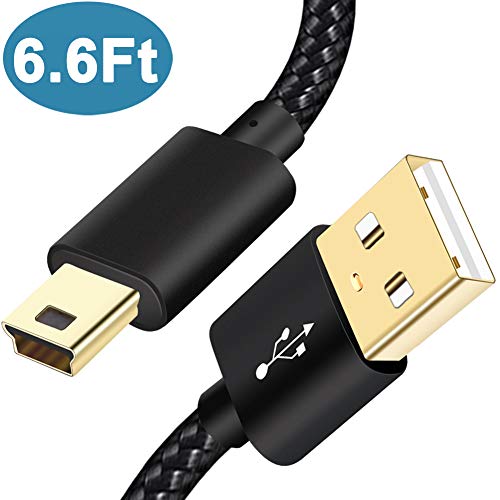 SCOVEE Mini USB Charging Cable 6.6ft for Sony PS3 Controller,GoPro HERO4 Hero 3+,HD,MP3 Players,Garmin GPS Navigator Nuvi,PDAs,Playstation 3,Nylon Braided USB 2.0 Type A to Mini B Data Charger Cord