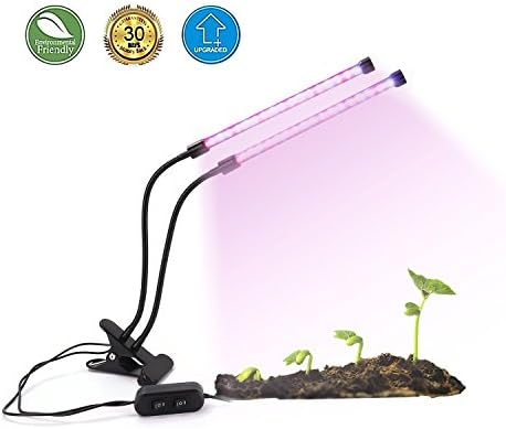 2018 Upgraded Dual Head LED Grow Light, Cyprapid Premium 18W LED Grow Lamp W/360 Adjustable Gooseneck LED Grow Lights for Indoor Plants, Plant Growing, Hydroponic Garden, Greenhouses, Office