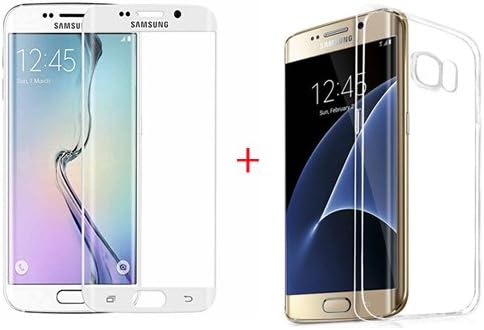 ACENT Samsung Galaxy S7Edge G9350 Screen Protector Tempered Glass 3D Full Coverage Protective Screen Film Protectors for S7 Egde (WHITE+transparency case Suit)