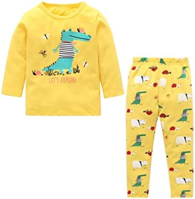 kaiCran Newborn Baby Boy Girl Crocodile Pajamas Outfits Sets Long Sleeve Print Tops Cartoon Long Pants 0-4 Years