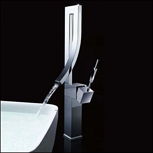 Tyrants Faucet Kitchen faucet NET faucet Bathroom faucet Merdeka Bathroom Copper Vessel Sink Basin Faucet High Square Body Bathroom Mixer Hot Cold Water Control Chrome,Chrome