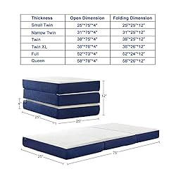 JINGWEI Narrow Twin Size Folding Mattress, Tri-fold