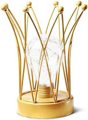 Table Lamp Wrought Iron Crown Shape LED Table Light Bedroom Bedside Lamp Night Light Creative Desk Tabletop Lamp