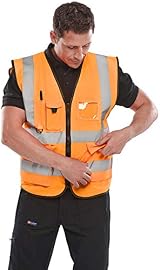 Beeswift EXECUTIVE HI VIZ WAISTCOAT ORANGE XL High Visibility Vest view 5