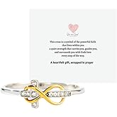 Infinity Cross Ring for Women | Adjustable Sterling Silver Two Toned Faith Ring with 18K Gold Plating & Cubic Zirconia | Christian Jewelry Gift for Woman | Baptism or Confirmation Gift | You Are Loved Jewelry