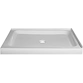 Fine Fixtures 48" x 36" Double Threshold Acrylic Shower Base with Non-Slip Textured Surface - Right Hand Durable White Shower