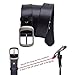 Vonsely Soft Wide Leather Belt for Jeans Shorts, Classic Plain Pattern Trousers Leather Belt with Metal Buckle, Black Belt 115CM