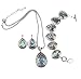 IPINK 3Pcs Water Drop Abalone Shell Turquoise Gemstone Necklace Earring Bracelet Jewelry Set