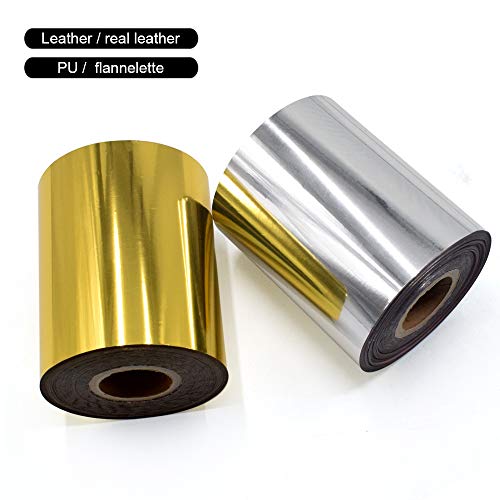 Hot Foil Stamping Paper 1 Roll Gold + 1 Roll Silver 3" x 400ft PU Heat Transfer Anodized Gilded Paper for Hot Foil Stamping Machine (3 inch, Gold+Silver)