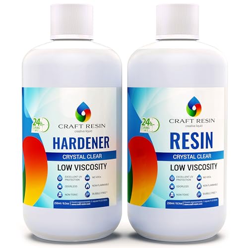 Craft Resin 1L Deep Pour Epoxy Resin Kit - Crystal Clear Epoxy Resin Kit & Hardener for DIY Art, Resin Moulds Casting, River Table, Wood, Countertop Coating - Food Safe, Heat & UV Resistant