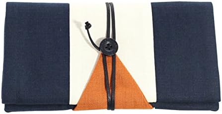 Classy Elegant Canvas Stationary Storage Bag /Organizer/ Pen Holder- Dark Blue with White and Orange design