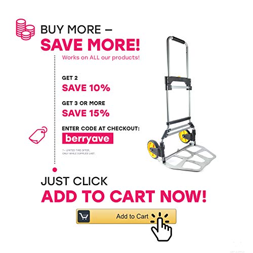 image for Berry Ave Foldable Hand Cart – Easy Folding Hand Truck – Aluminum 