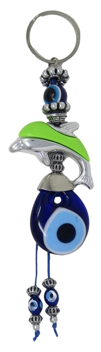 Jeannieparnell 401 - Lucky Dolphin Charm & Lucky Evil Eye Charm Keyring