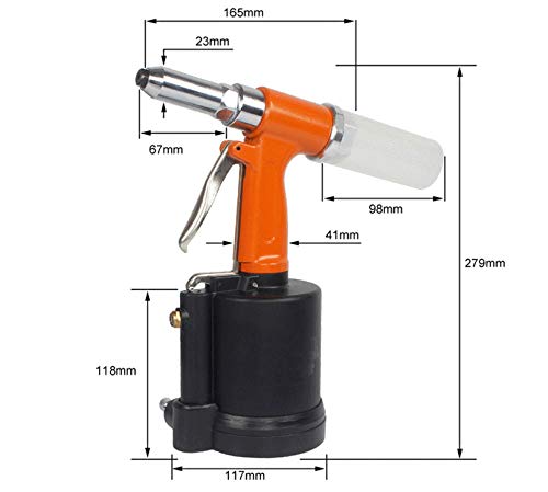 VOTOER Pneumatic Rivet Gun Hydraulic Air Riveter Tool Labor Saving Rivet Riveting Nut Nail Insert Hand Tool Set, 1/4-inch 3/16-inch 5/32-inch 1/8-inch 3/32-inch Nosepieces