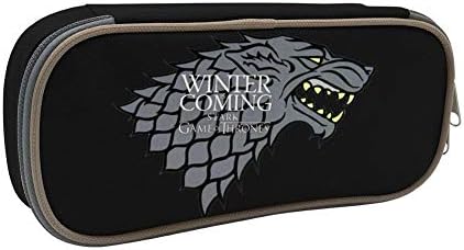 Large Capacity Double Zipper Wolf Is Coming Pencil Case Pen Bag Box Pouch Holder School & Office Supplies 8.3x3.5x2 (Inch) Black