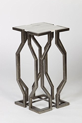 Classic Accent Table Antique Pewter White Granite Top Home Decor GO0068F