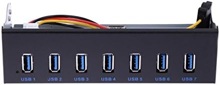 Semoic 7 Port USB 3.0 Hub 5Gbs 5.25inch CD-ROM Drive Bay CD ROM Front Panel for Computer Case+USB 3.0 19-pin Header to Type-A Male Cable Dual Chip PCI-E 1X PCI-E 16X